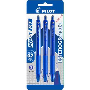 Imagem de Kit Caneta Esferográfica Retrátil BP-1 0.7 c/ 3un Azul Pilot