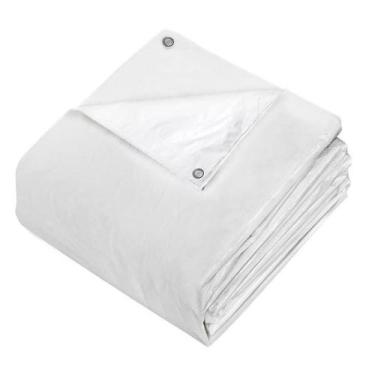 Imagem de Lona Branca Impermeável Polietileno 300 Micras Com Ilhós 5x3 Metros - 