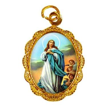 Imagem de 100 Medalhinhas de Imaculada Conceição - Mod 1 Dourada - SJO Artigos R