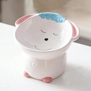 Imagem de Comedouro de Cerâmica Elevado para Animais de Estimação Gatos, Cães, Pets, em Formato de Panda, Leão ou Cachorrinho (Cachorrinho)
