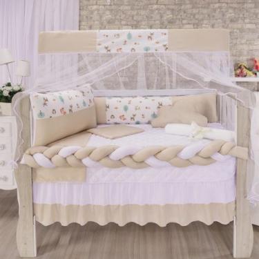 Imagem de Kit Berço Americano 11 Peças Com Mosquiteiro e Trança (Menina e Menino