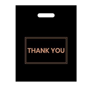 Imagem de Belinlen 100 sacos de agradecimento de 30 x 38 cm para pequenas empresas, sacolas de compras de plástico para lojas, boutique, festa, presente, roupas e mais sacolas de agradecimento de plástico