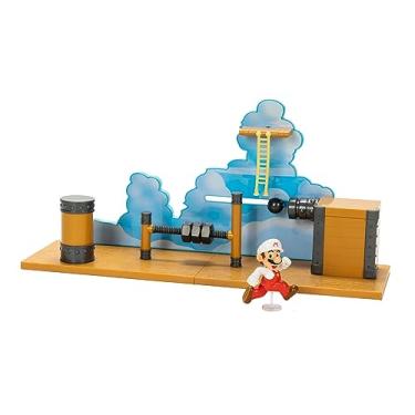 Imagem de Super Mario Deluxe 2.5in Bowser's Air Ship Playset with Fire Mario Action Figure, Rope Ladder and Screw-Bolt Obstacles