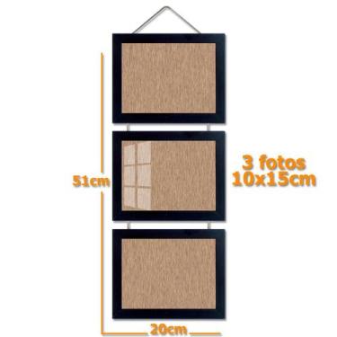 Imagem de Porta Retrato Triplo Vintage para fotos Quadro Painel Multifotos com M
