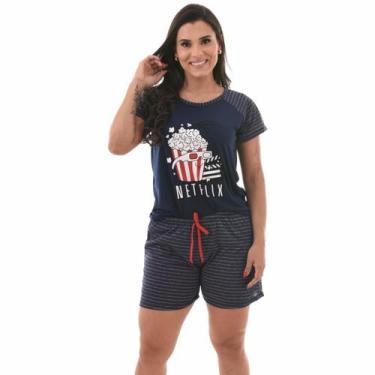 Imagem de Pijama Feminino NetFlix Manga Curta Baby Doll Perola Pijamas, M