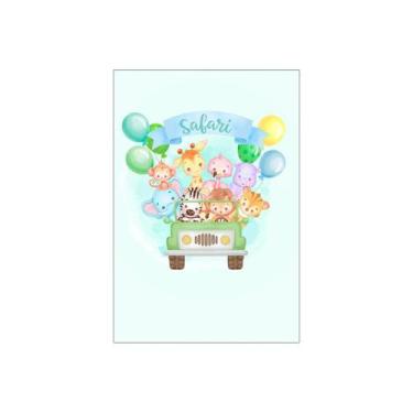 Imagem de Painel De Festa Vertical 1,50 x 2,20 - Safari Cute Folhagens Verde Cla