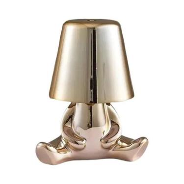 Imagem de Abajur de Mesa Dourado - Luminária de Cabeceira para Quarto, Sala e Re