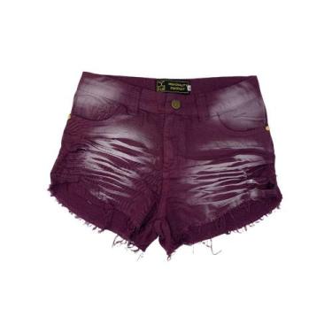 Imagem de Shorts Jeans Curto Sarja Feminino Jeans Destroyed Colorido 36 Ao 46 - 