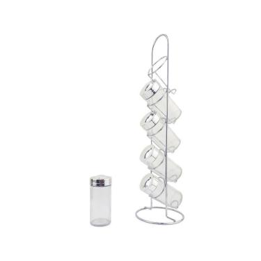 Imagem de Kit Porta Condimento Com Suporte Vertical 10 Potes De Vidro