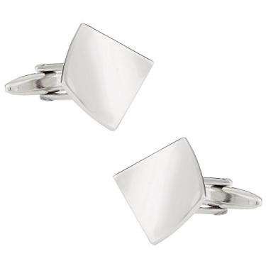 Imagem de Abotoaduras Abotoadas Abotoadas com Design Artístico Cuff-Daddy em Tom Prateado com Caixa de Apresentação