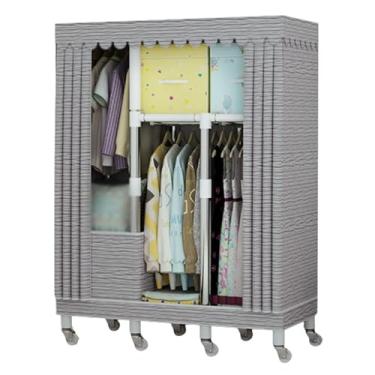 Imagem de Guarda-roupa Armário de guarda-roupa portátil sobre rodas armário de pé grande capacidade armário de armazenamento de roupas móveis organizador de armazenamento armário