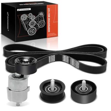 Imagem de A-Premium Kit de transmissão de correia serpentina do motor com tensor e polia intermediária compatível com carros Hyundai e Kia - Sonata 2011-2014, Optima 2011-2015, Sorento, Santa Fe Sport,