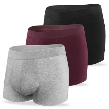 Imagem de REELINDRY Cueca boxer masculina à prova de vazamento, alta absorção, 65 g, controle de odor, vazamento, lavável, pacote com 3 (1 preta-1 cinza claro-1 marrom, 2GG)