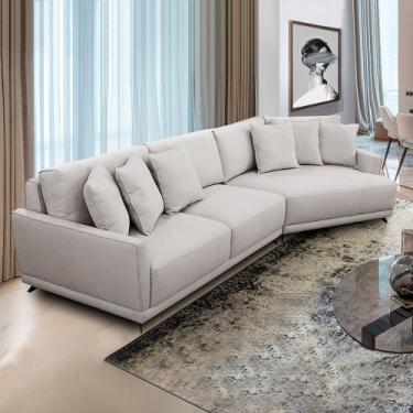 Imagem de Sofá Sala de Estar Bipartido Design Moderno 310cm com Almofadas Pés de