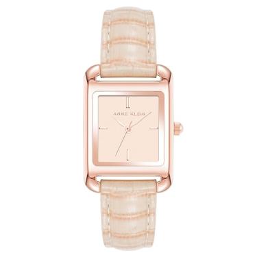 Imagem de Anne Klein Relógio feminino com pulseira de couro croco-grão brilhante, rosa