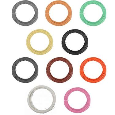 Imagem de Kit de Filamentos 3D Printing Pen - 10 Filamentos em PLA de 3 Metros Cada - Cores: Verde, Marrom, Preto, Cinza, Bege, Rosa, Amarelo, Branco, Cinza Escuro, Laranja