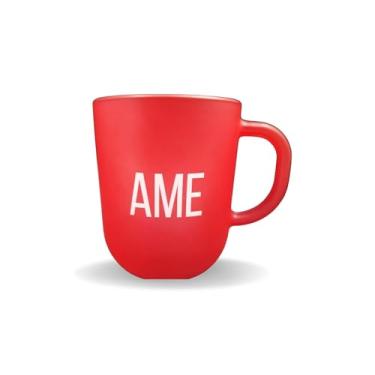 Imagem de Caneca De Café Chá 300ml Colorida Personalizada Divertida Alegre Vidro Resistente Presente Moderna com Alça Fosca Cores Rainbow Bebidas Premium (Vermelho - Ame)