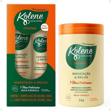 Imagem de Kit Kolene Hidratação e Brilho: Shampoo 300ml e Condicionador 200ml + Creme de Tratamento 1Kg