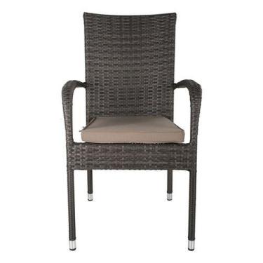 Imagem de Cadeira De Aluminio Rattan Marrom 95x55x95 Cm - Just Home Collection