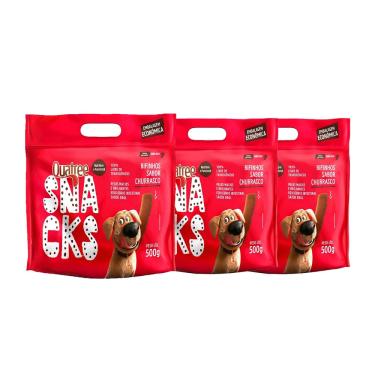 Imagem de Kit 3 Snack Quatree Bifinho Para Cães Sabor Churrasco - 500g