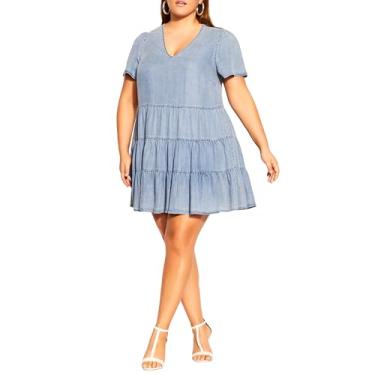 Imagem de City Chic Women's Apparel Vestido feminino City Chic Plus Size Denim Tier, Jeans claro, 46