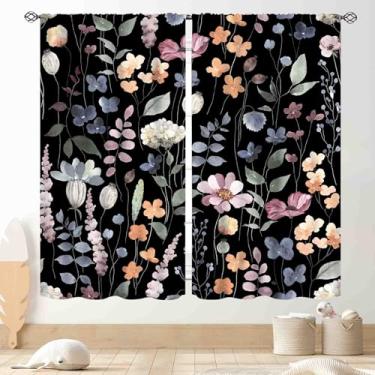 Imagem de Cortinas blecaute floral, flores silvestres, aquarela, flores silvestres, planta, jardim, botânica, estética, country, cortinas de janela rústicas para sala de estar, quarto, cozinha, banheiro, 2
