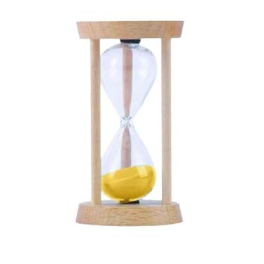 Imagem de YMULAS Temporizador de areia de 10 minutos, ampulheta, temporizador de areia, mini temporizadores de areia de madeira para jogos, sala de casa, decoração de escritório (amarelo)