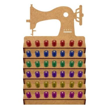 Imagem de Suporte Organizador Decorativo Carretel Linha Bobinas 42 Pinos Mdf Máq