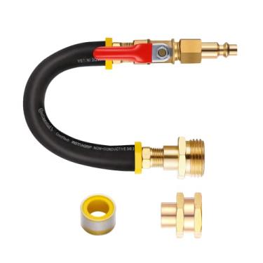 Imagem de Kit de inverno RV e adaptador de sopro de aspersor com válvula de corte, compressor de ar, plugue de conexão rápida, mangueira de jardim, encaixe de sopro de água para sistemas de irrigação Winterize