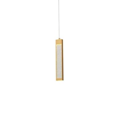 Imagem de Lustre Pendente Barra Cristal Led Ouro Gold Bivolt Luz Amarela