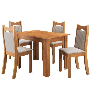Imagem de Mesa De Jantar Retangular Canela Com 4 Cadeiras Dalas Mel/marfim
