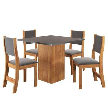 Imagem de Conjunto De Jantar Mesa Quadrada Liric Com 4 Cadeiras Sol Mel/cinza/grafite