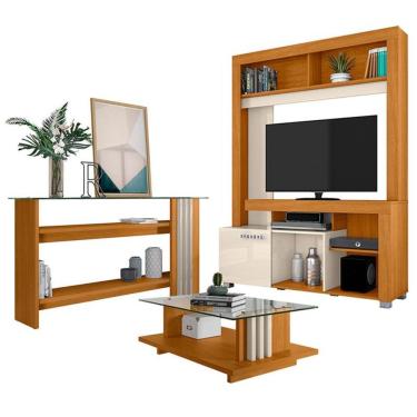 Imagem de Estante Home Theater Madetec Móveis Flávia com Aparador e Mesa de Centro Frizz em MDP c...
