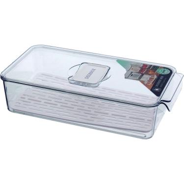 Imagem de Caixa Organizadora Para Geladeira Com Tampa Acrilico 7x16x31cm