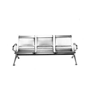 Imagem de Longarina Para Escritório 180cm Desk 3 Lugares Braços Externos Em Aço Inox G56 - Gran Belo