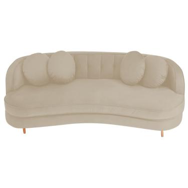 Imagem de Sofá Curvo 3 Lugares Orgânico Sala Recepção Escritório Decorativo Luxo Panamá 200cm Bouclé Cor Cinza