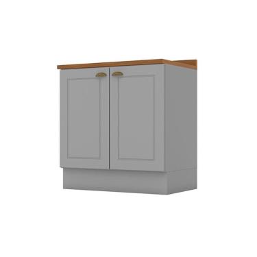 Imagem de Gabinete De Cozinha Modulado Balcão Com Tampo Americana Com 2 Portas 80cm Cinza