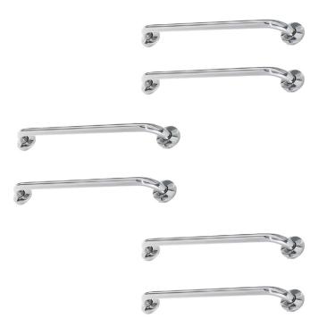 Imagem de Alça De Apoio Barra Inox 60cm Kit 6 Unidades Segurança Acessibilidade Idoso Gestante Cadeirante Banheiro Corrimao Suporte