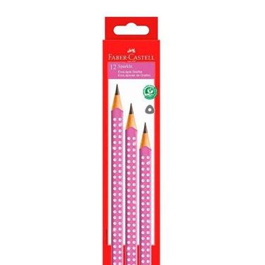 Imagem de Caixa Lápis Preto Grafite Sparkle Rosa Faber Castell - Triangular Hb C- 12 Unidades