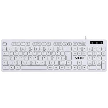 Imagem de Teclado Usb Multimidia Slim Branco - Teclas Chocolate - Cabo