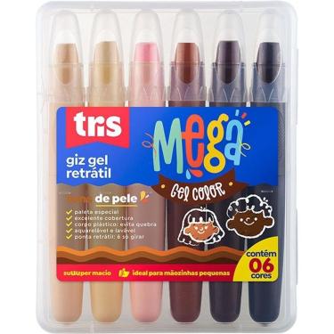 Imagem de Giz Retrátil Mega Gel Color 6 Cores Tons De Pele - Tris
