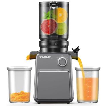 Imagem de Espremedor de Sucos a Frio VVAKAM, Extrai Suco de Frutas e Vegetais Inteiros, Máquina Lenta com Boca de 11cm, Limpeza Simples, Alta