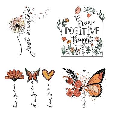 Imagem de Amazingxy Peças De Decalques Borboleta E Flor Para Roupas, Adesivos Transferência Calor Faça Você Mesmo, Apliques Jeans Camisetas