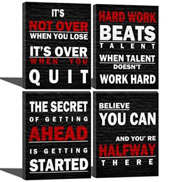 Imagem de Deergar Arte De Parede Em Tela Motivacional Vermelha E Preta, Pôster Inspirador Para Academia, Escritório, Citação Emoldurada, Positiva Decoração Quarto Dormitório - Trabalhe Duro Supera Talento Acr