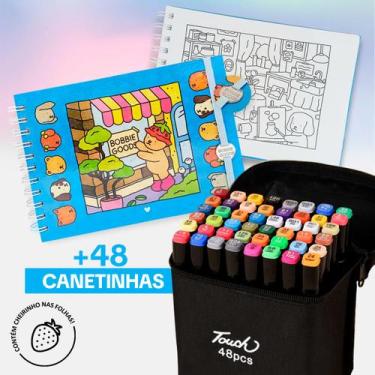 Imagem de Kit Canetinhas Coloridas Touch e Livro de Colorir Bobbies Good Profiss