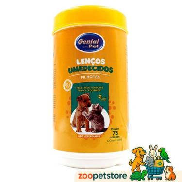 Imagem de Lenço Umedecido para Cães com 75 unidades Genial Pet
