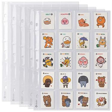 Imagem de hihaba 20 bolsos (5 x 5,6 cm) (10 folhas) de bolso transparente, páginas de refil de álbum de fotos para cartões fotográficos Kpop, beisebol, cartões de troca, serve para fichário de 3 anéis