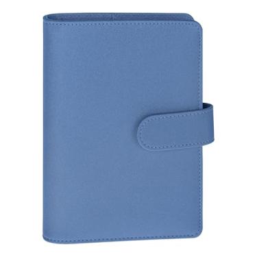 Imagem de Antner A6 fichário de caderno recarregável, 6 anéis, capa para fichário de orçamento para papel A6, couro PU, folha solta, agenda pessoal, capa organizadora com fivela magnética, azul brilhante