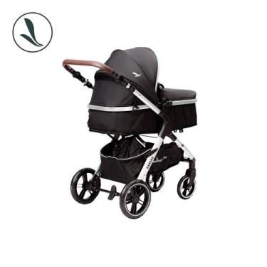 Imagem de Carrinho de Bebe Kansas Gold Premium com Bebe Conforto, Base Silver/Pr