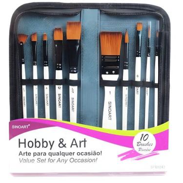 Imagem de Kit de Pincel para Pintura Artística Sinoart Hobby & Art 10 Pincéis